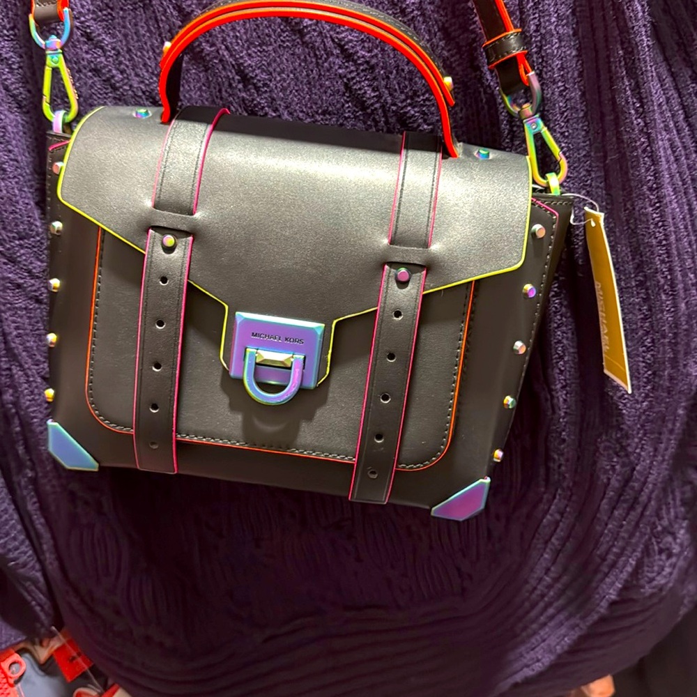 Michael Kors Black Satchel with Multicolor Accents